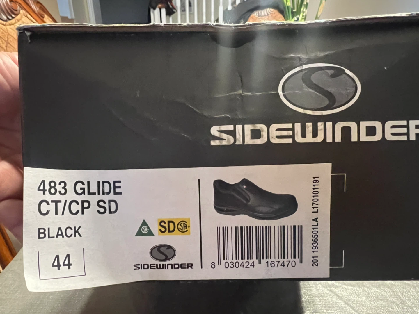 Sidewinder 483 Glide CT/CP SD Black Work Shoes - Size 44