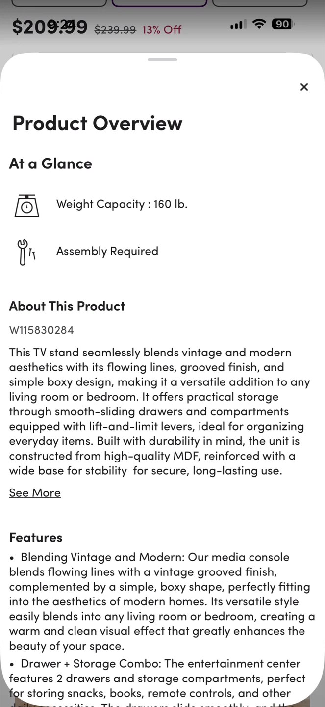 98" TV Stand Console - Natural Wood - photo 3