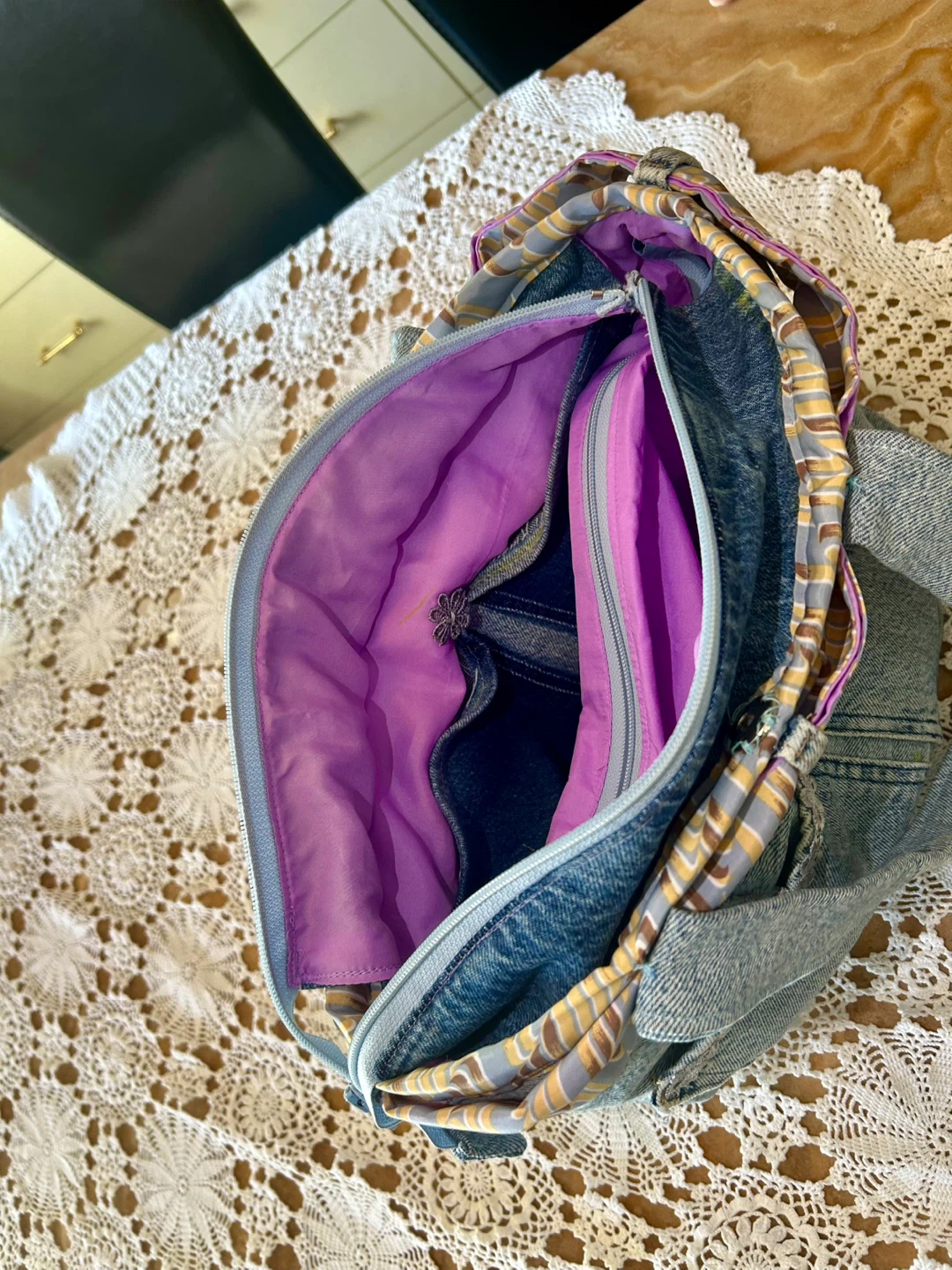 Cottage-core Durable Denim Tote Bag with Bow Detail - photo 5