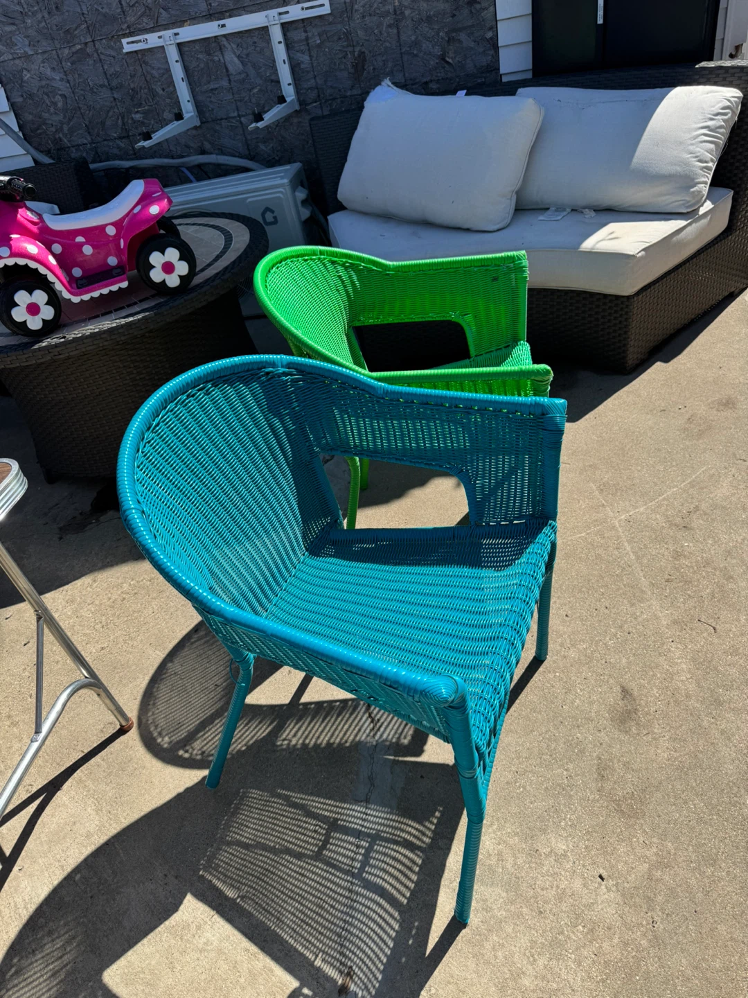 Set of 2 Woven Patio Chairs - Blue & Green - photo 2