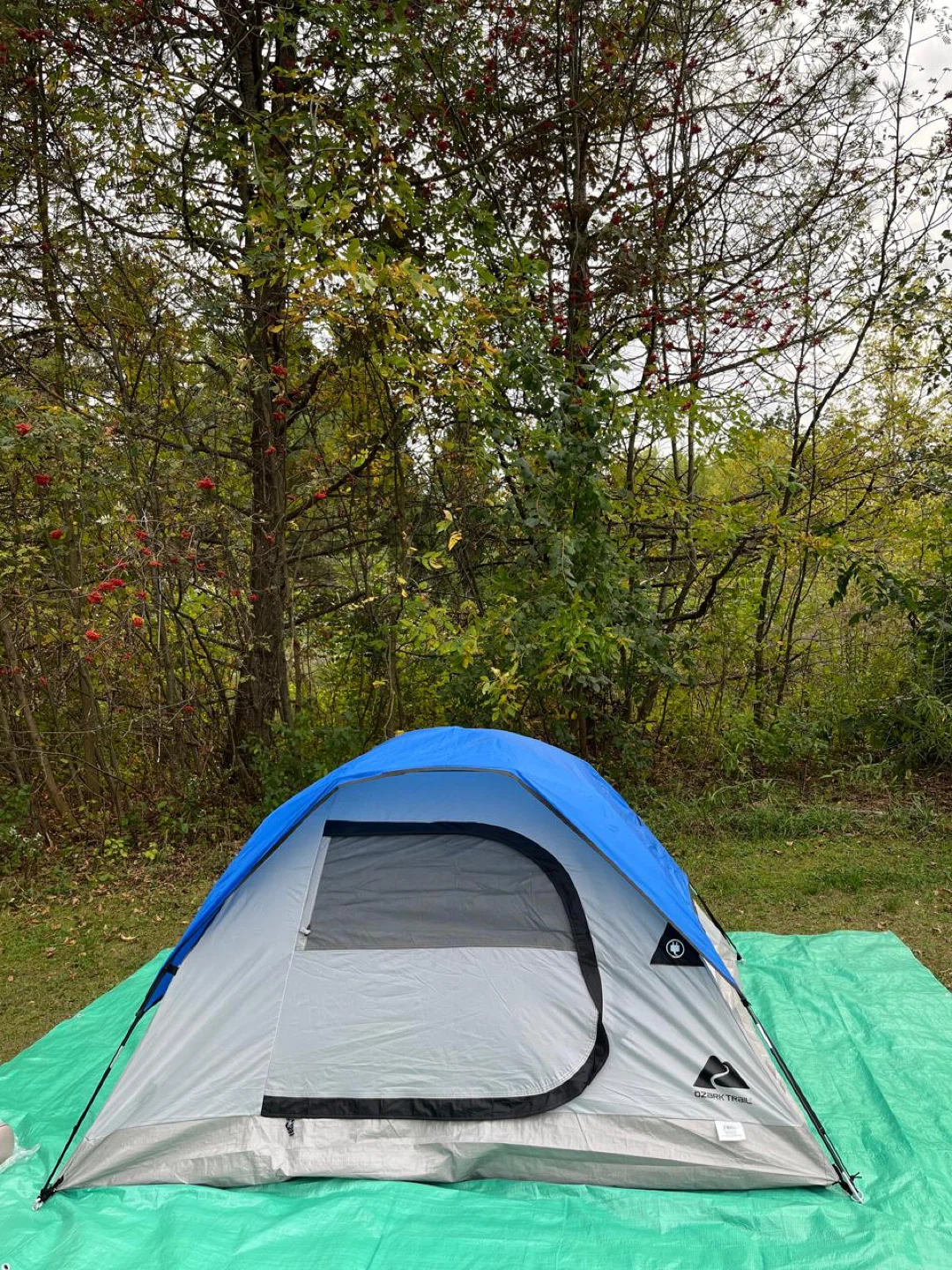 Ozark Trail Blue Camping Chair and tent with tarps - photo 3