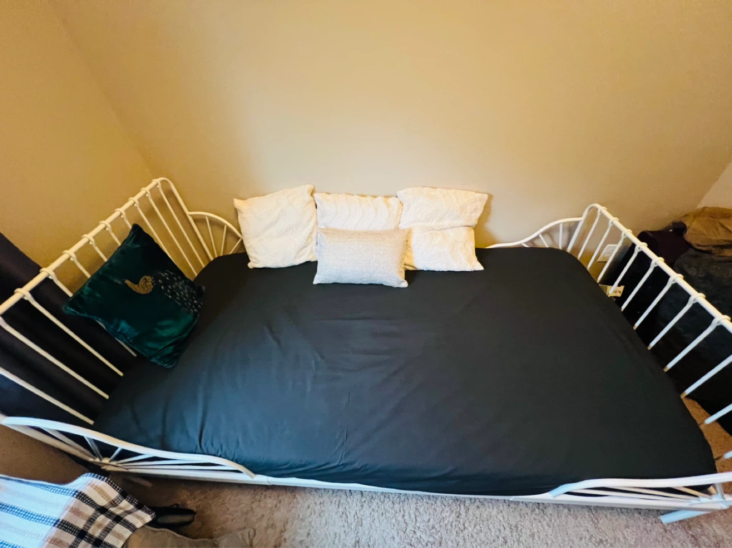 White Metal twin Daybed cum crib bed with twin mattress - photo 2