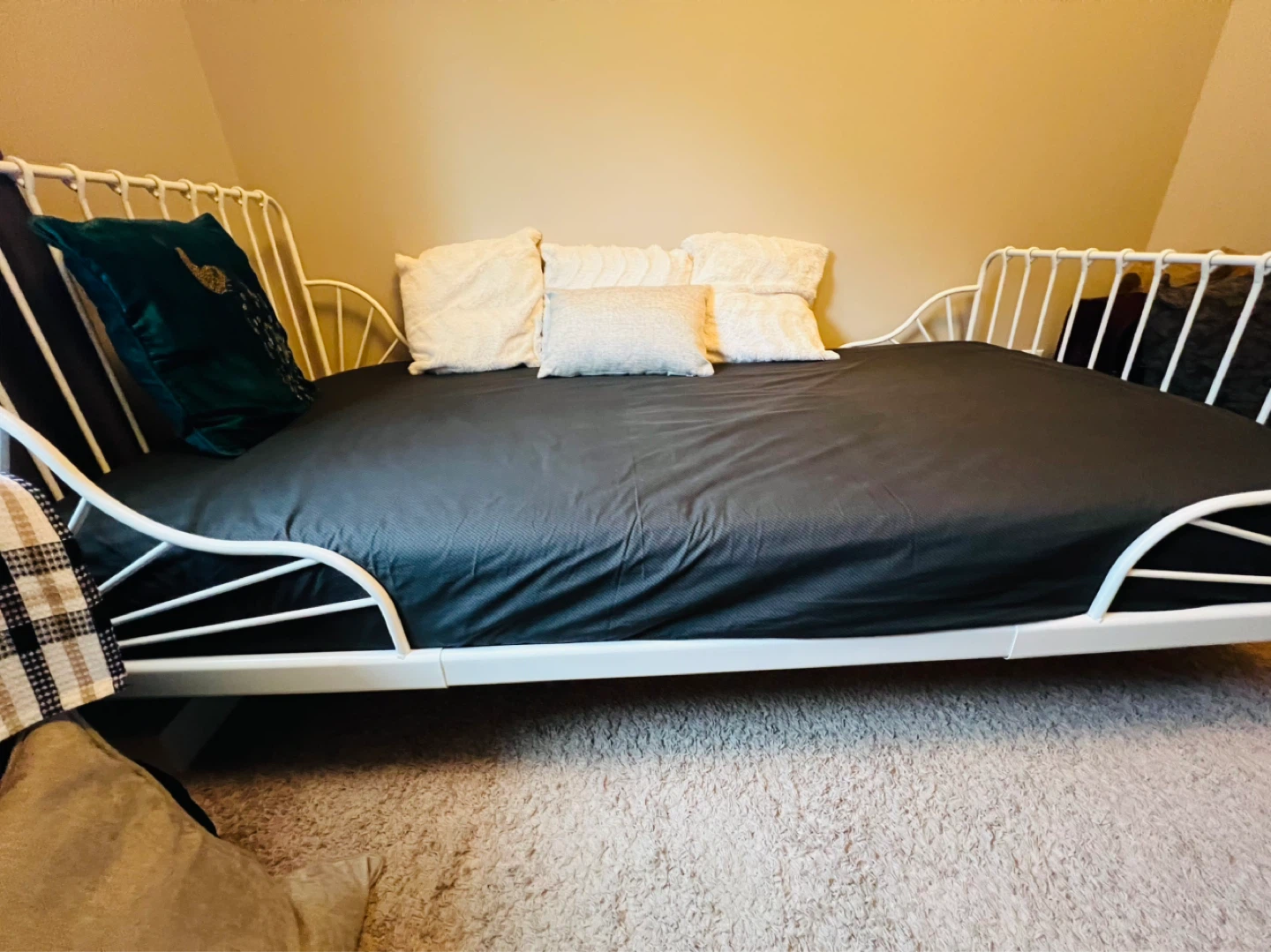 White Metal twin Daybed cum crib bed with twin mattress - photo 3