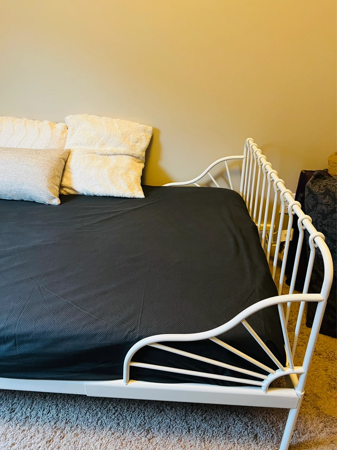 White Metal twin Daybed cum crib bed with twin mattress - photo 4