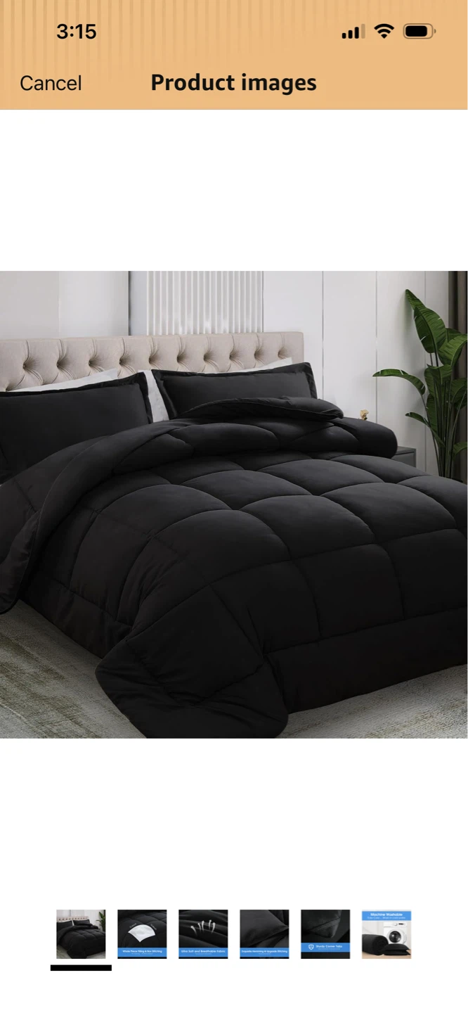 New-Black Comforter set - Queen Size (82in x 86in)