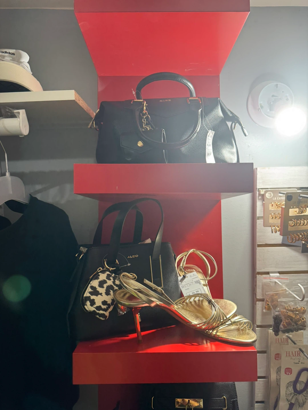 Black high heels and Aldo purses - photo 2