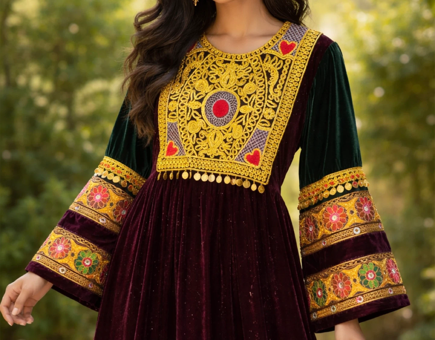 Embroidered Velvet Dress