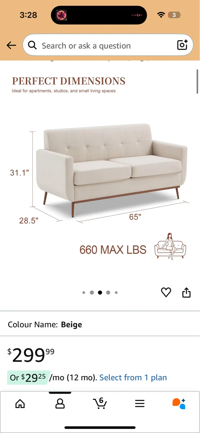 Beige Loveseat Sofa - photo 4