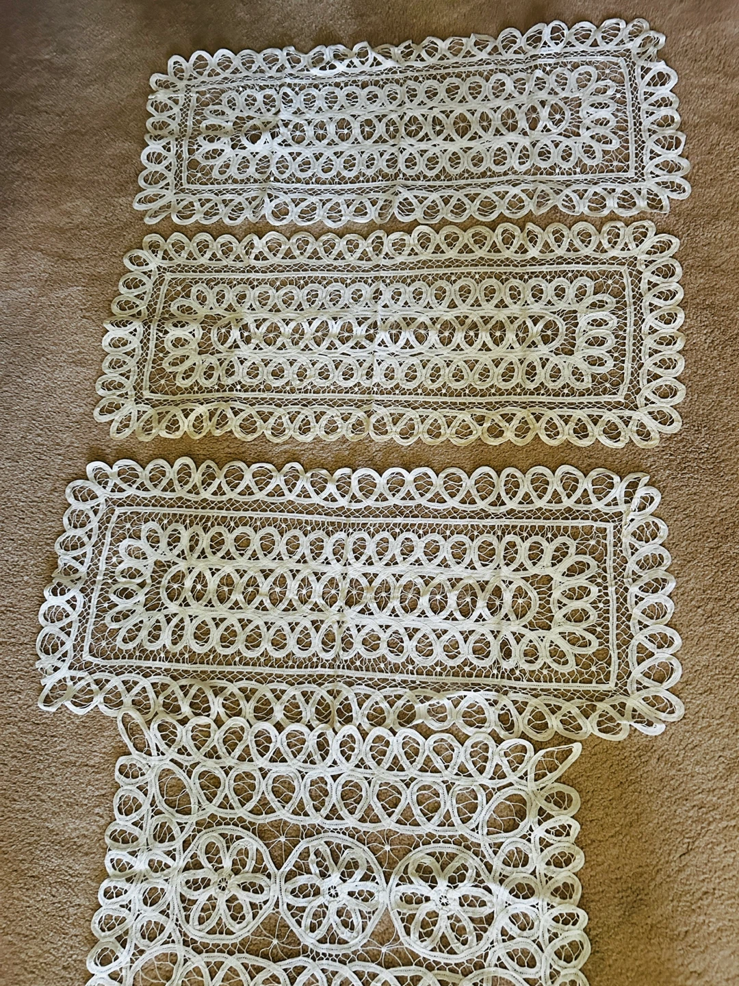 5 VINTAGE Lace Table Runners