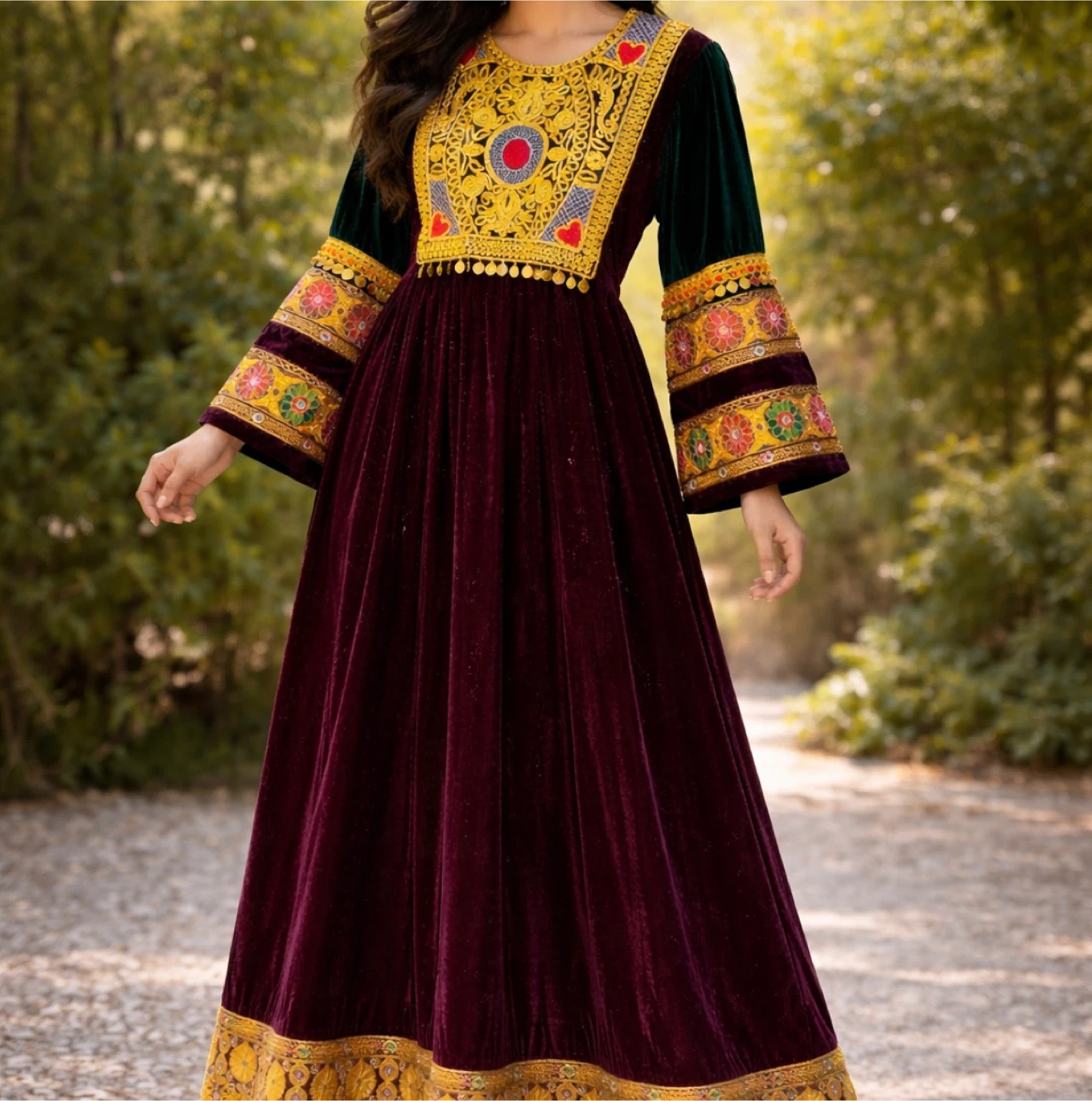 Embroidered Velvet Dress - photo 5