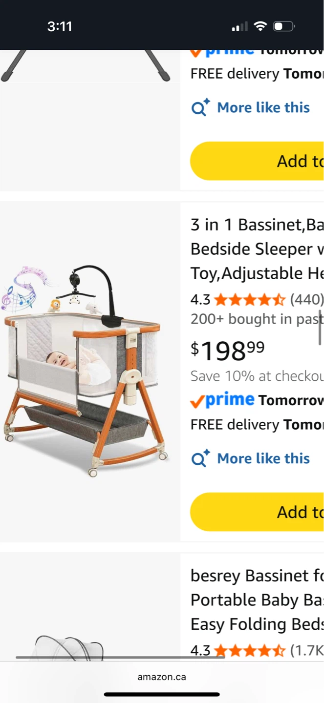 3 in 1 Bassinet Bedside Sleeper with Toy