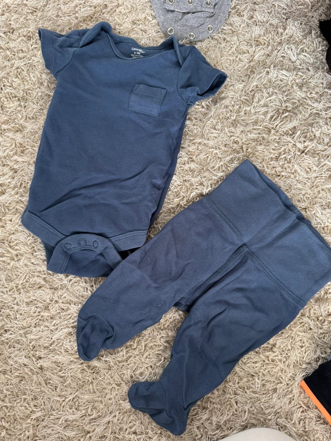 George Baby Blue 0-3M Bodysuit and Footed Pants Set