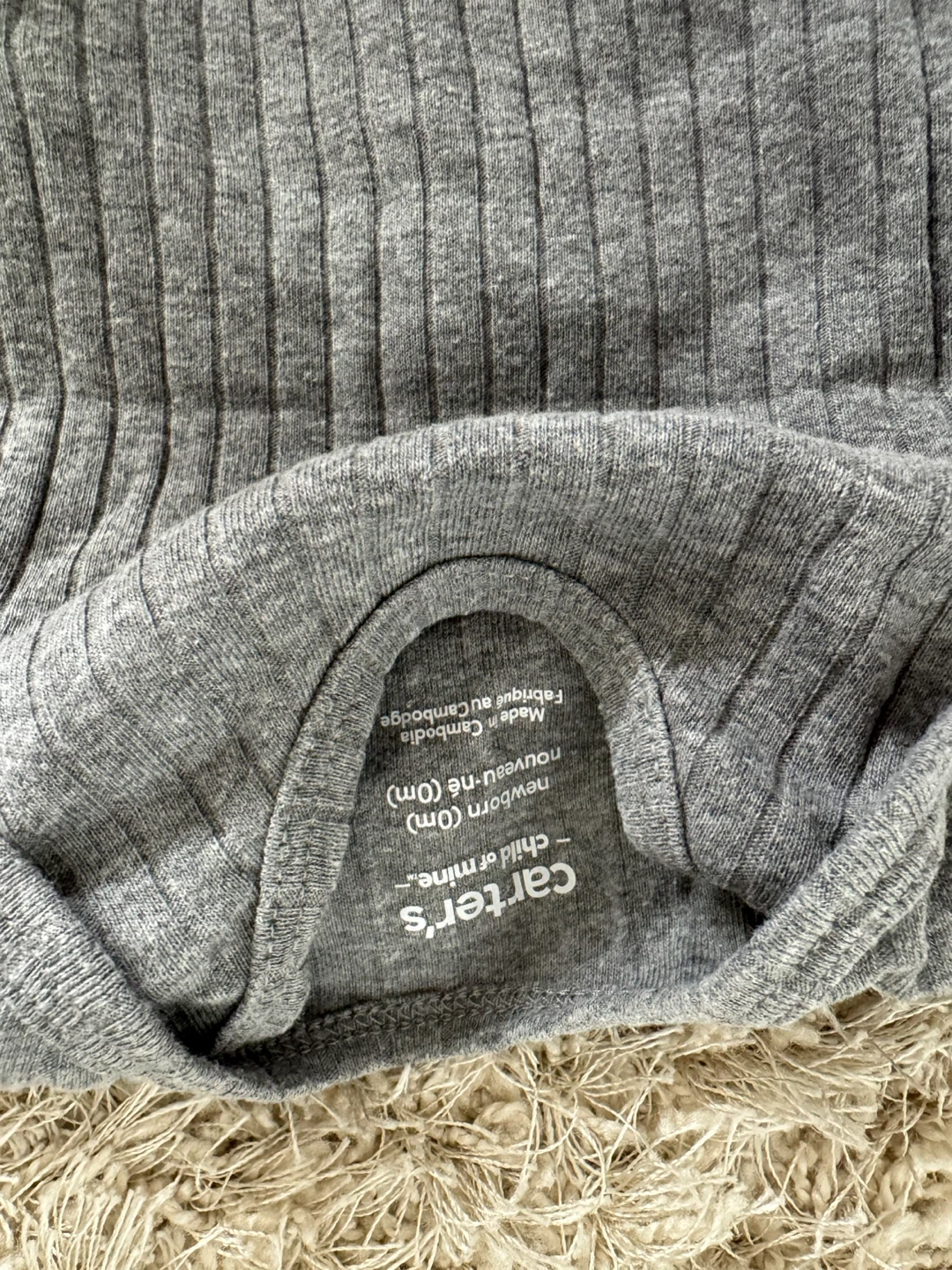 Carter's Newborn (0-3m) Ribbed Grey Bodysuit - photo 2