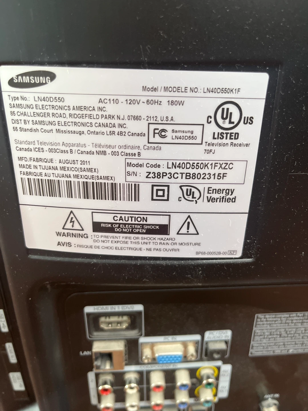 Samsung LN40D550K1F 40" Flat Screen HD TV - photo 2