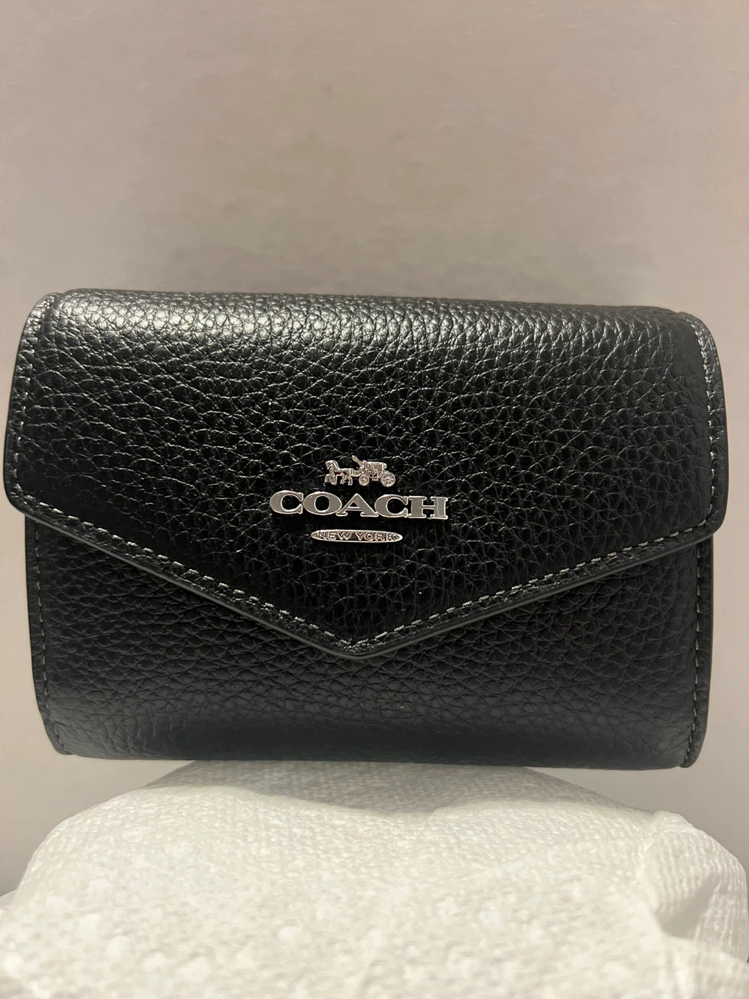 Coach Black Leather Flap Card Wallet