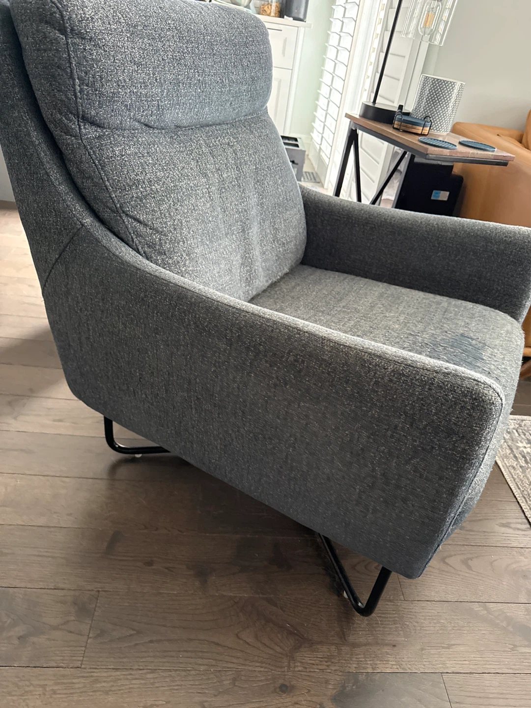 AS IS Blue/Grey Fabric Armchair- Urban Barn