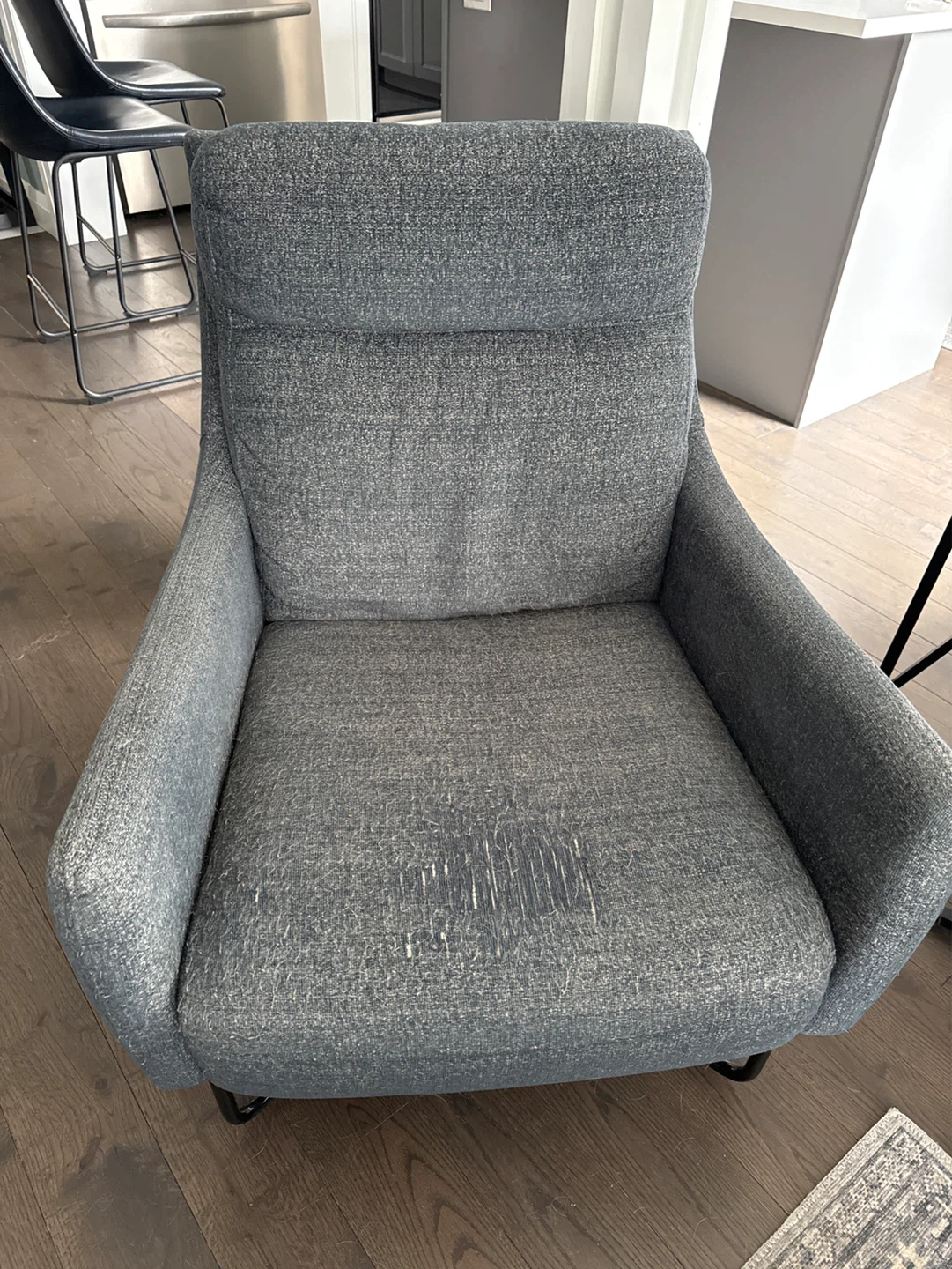 AS IS Blue/Grey Fabric Armchair- Urban Barn - photo 2