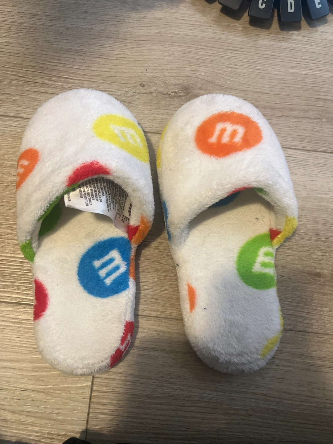 M&M's Slippers - White Fuzzy Plush