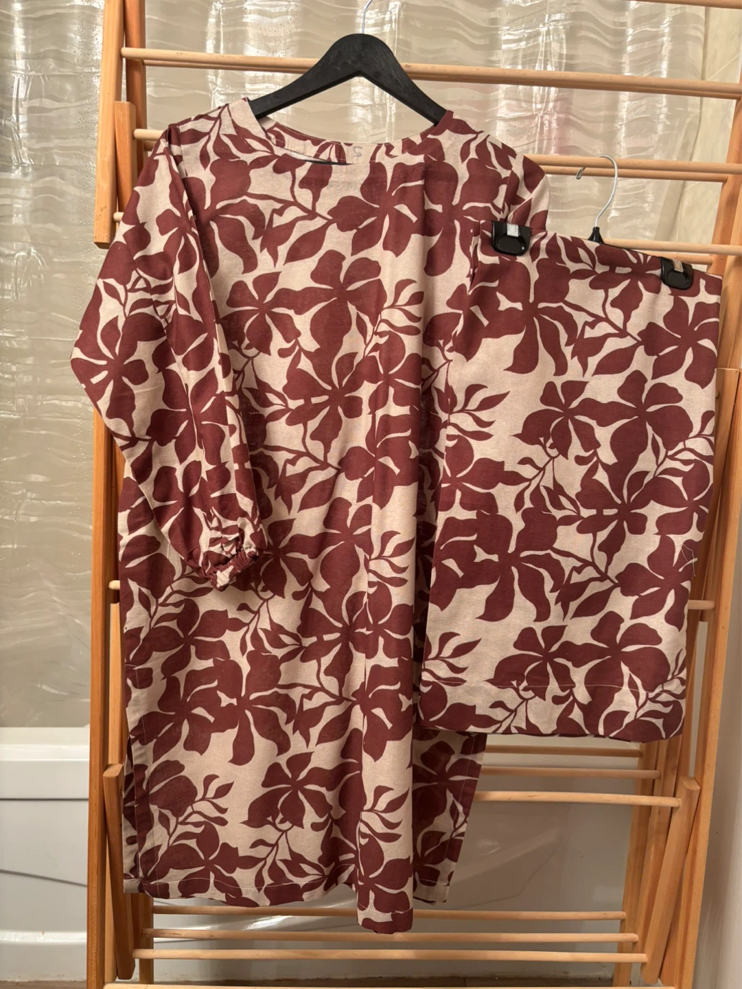 Brown Floral Linen Set