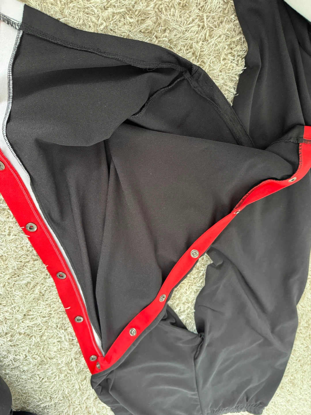 Black Snap Button Track Pants with Red and White Stripe - photo 2