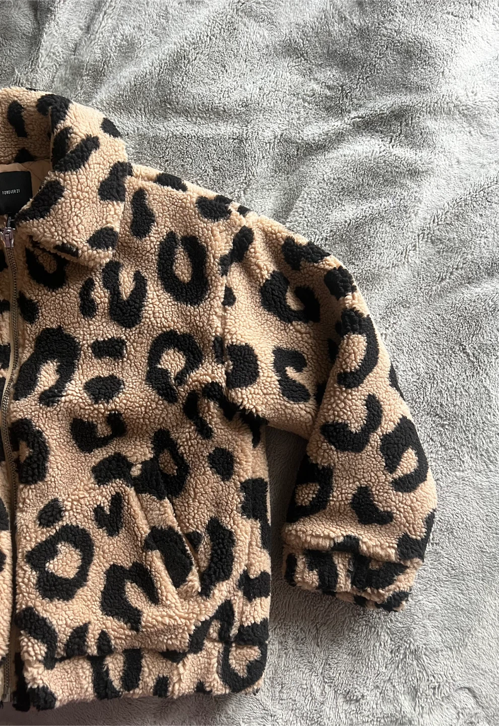 Fleece Teddy Bomber Leopard Jacket - photo 5