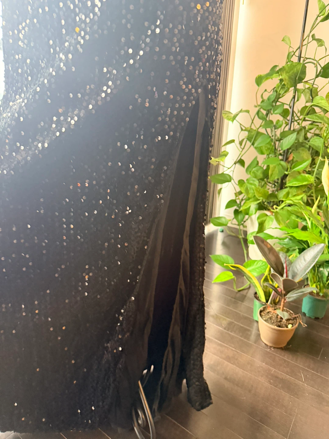 Black Sequin One-Shoulder Maxi Dress with Slit - photo 5