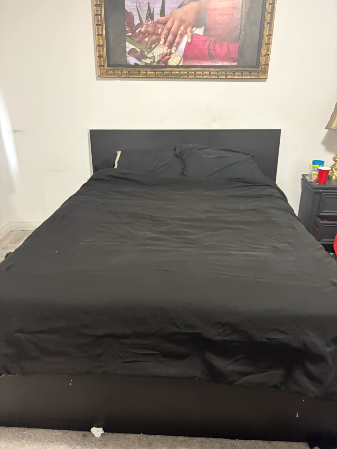 Black Queen Bed Frame with Storage Drawers