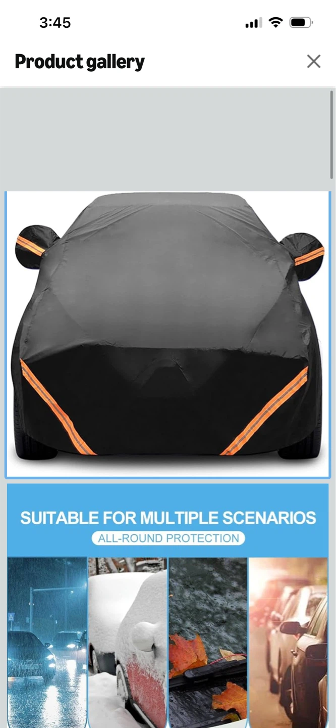 New-Black and silver  Car Cover with Reflective Strips