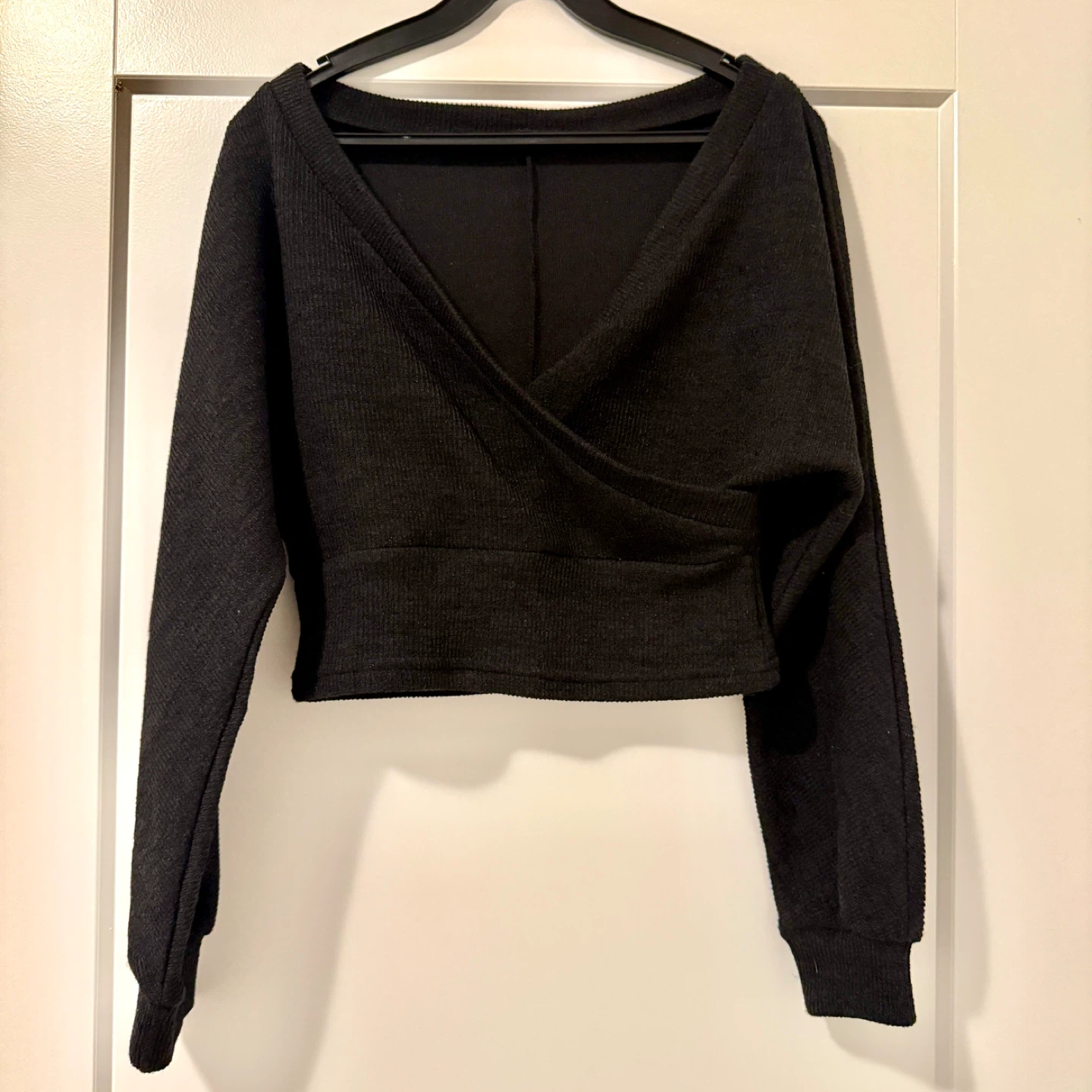 Charcoal cropped v neck sweater size S