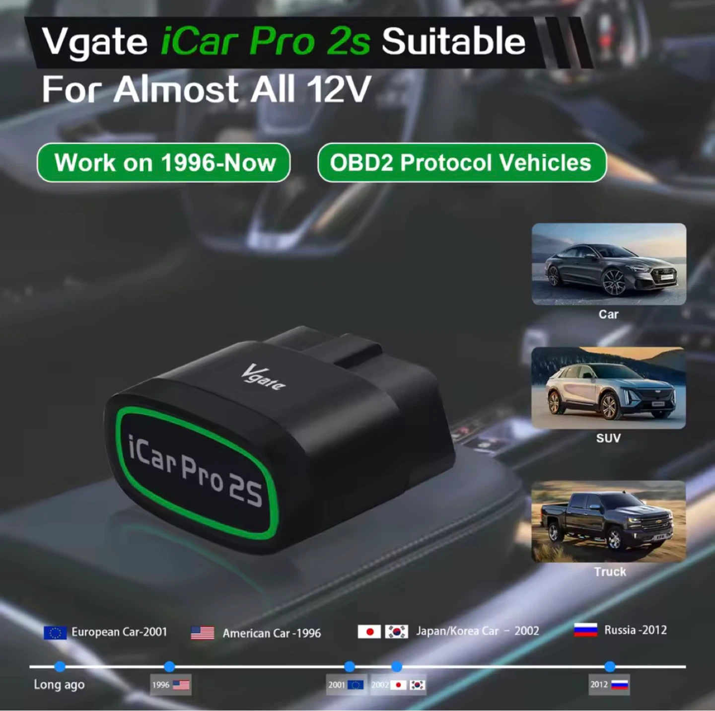 NEW Vgate iCar Pro 2S ELM327 Bluetooth 5.2 V2.3 Car OBD Scanner