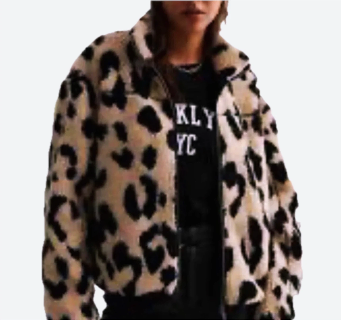 Fleece Teddy Bomber Leopard Jacket - photo 3