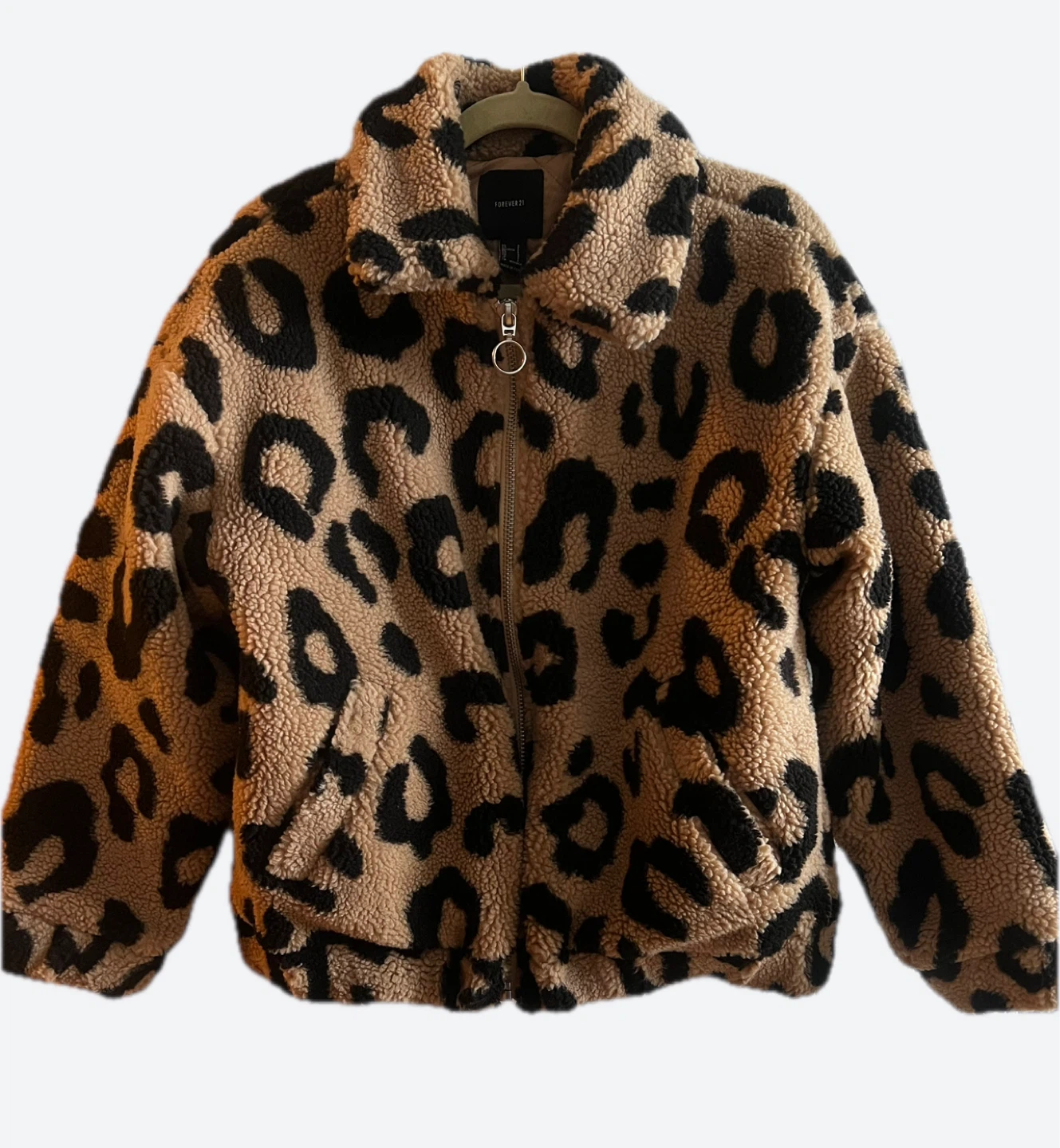 Fleece Teddy Bomber Leopard Jacket