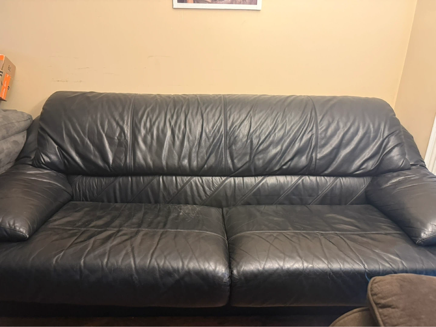 Black Leather Sofa - photo 5