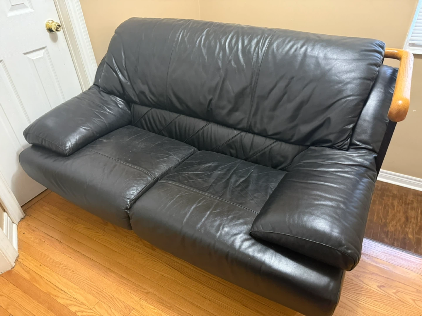Black Leather Loveseat Sofa