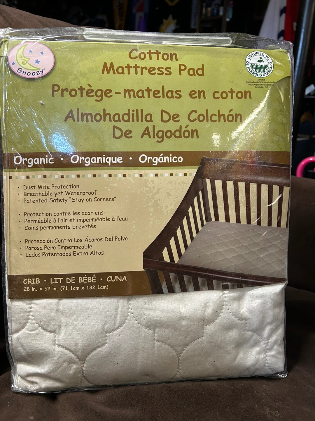 Snoozy Organic Cotton Crib Mattress Pad 28" x 52"