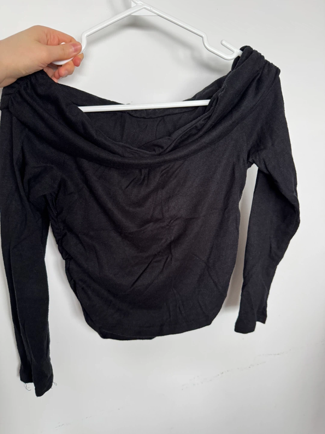 Black Off-the-Shoulder Long Sleeve Top