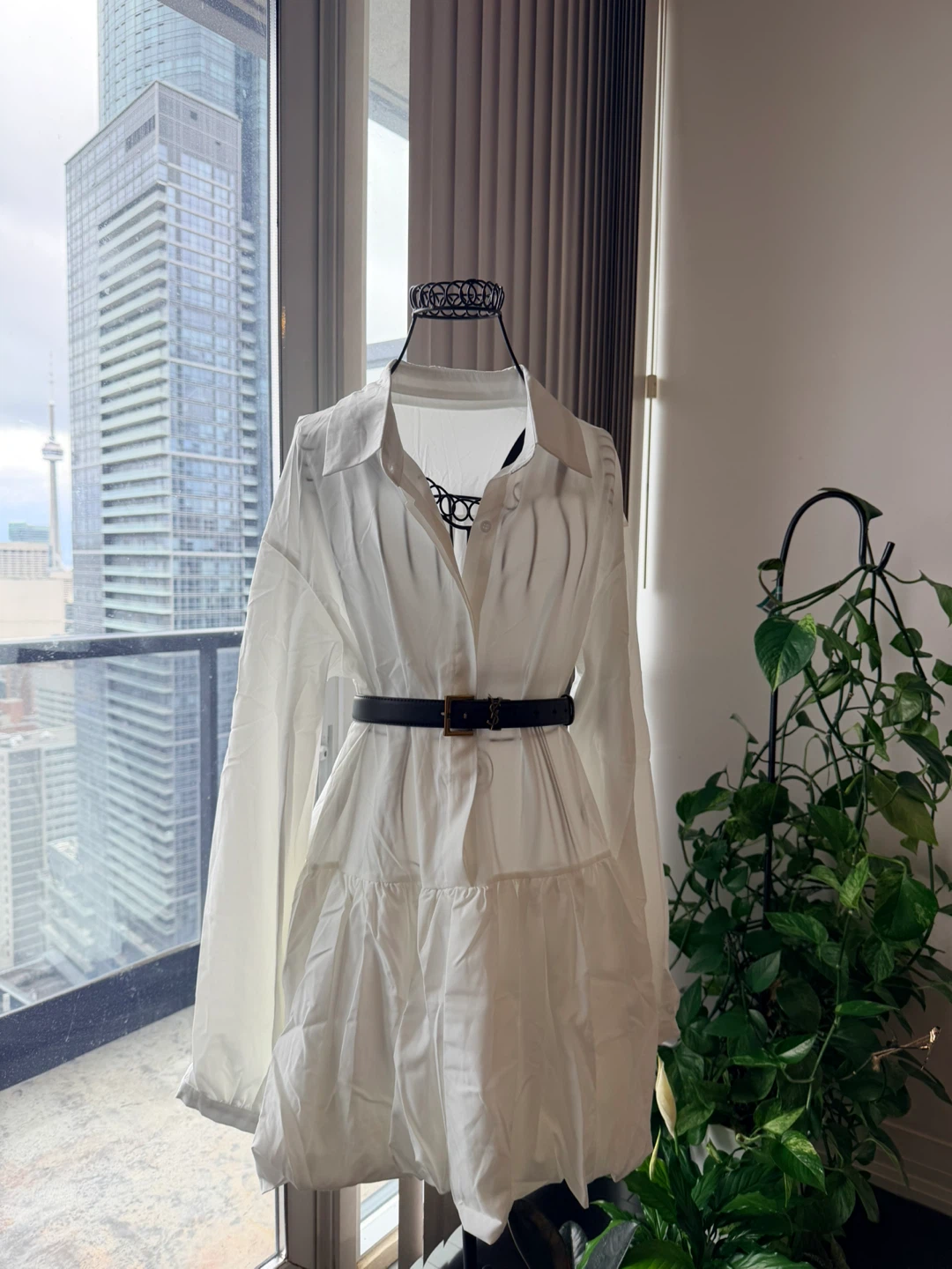 White Button-Up Tiered Dress - photo 2