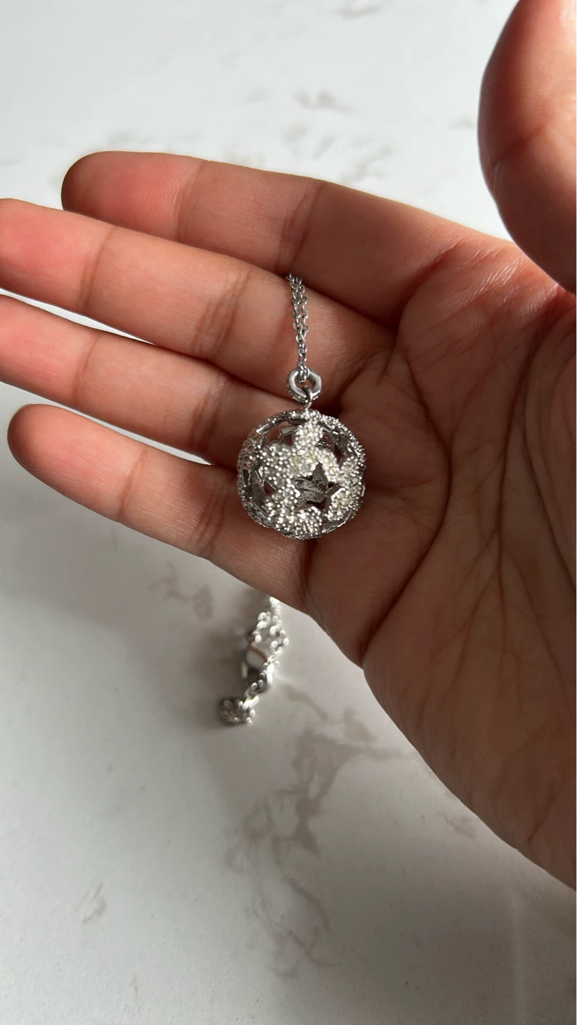 Swarovski Silver Tone Orb Pendant Necklace