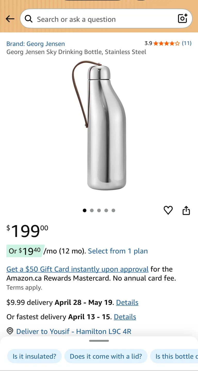 Georg Jensen Sky Collection Stainless Steel Drinking Bottle - photo 4