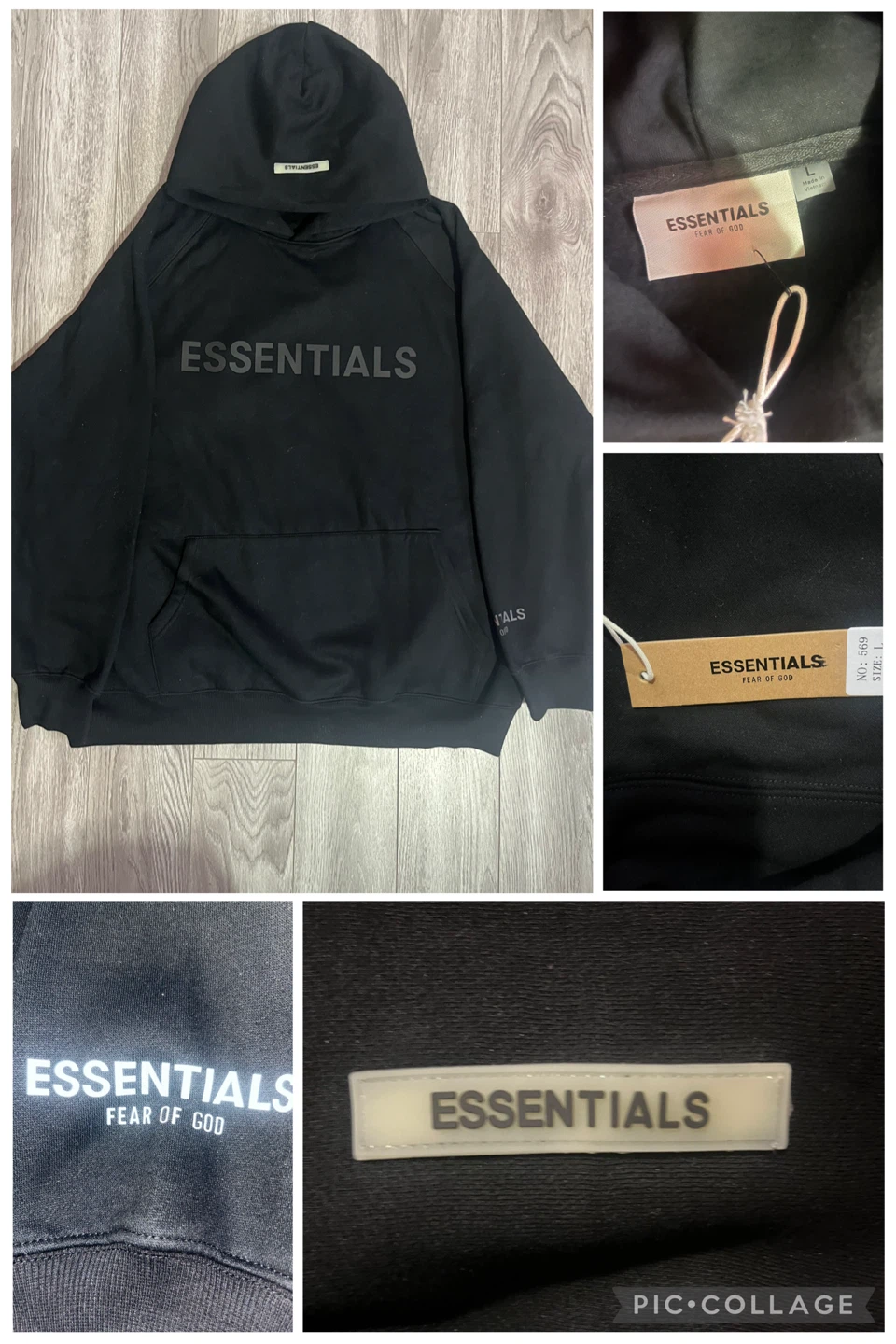 BRAND NEW Black Essentials Fear of God Hoodie - Size Large - photo 2