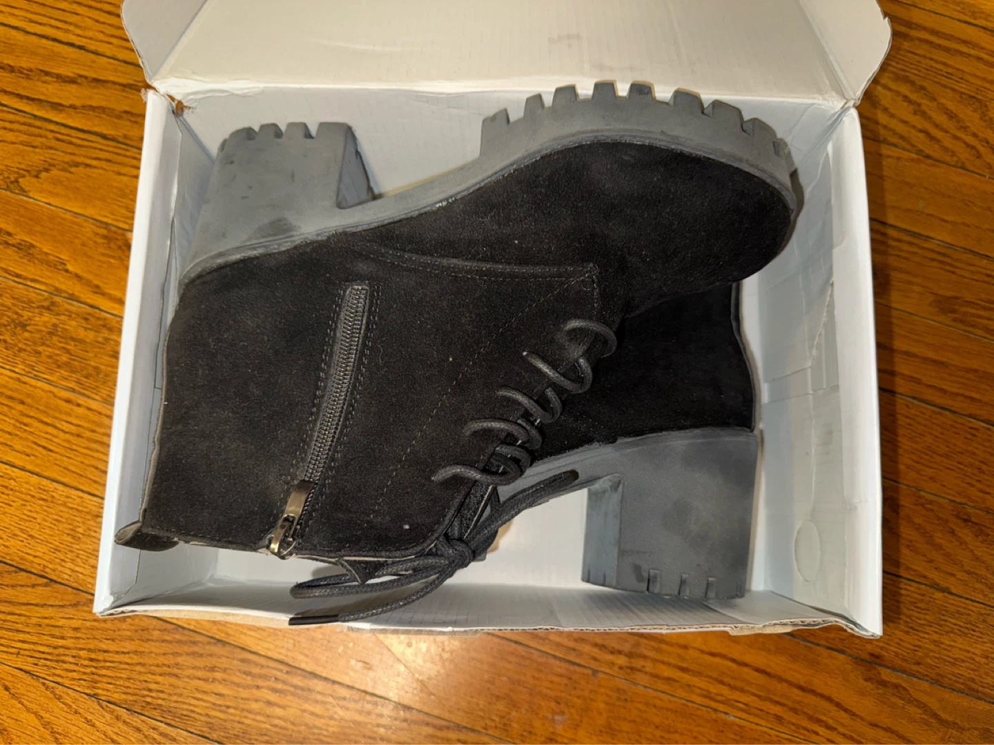 Black Lace-Up Heeled Ankle Boots - photo 5