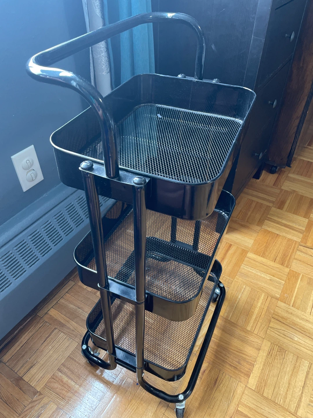 Black 3-Tier Rolling Utility Cart