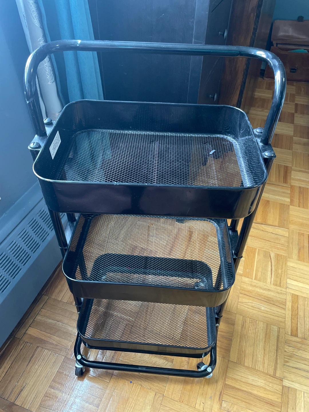 Black 3-Tier Rolling Utility Cart - photo 2