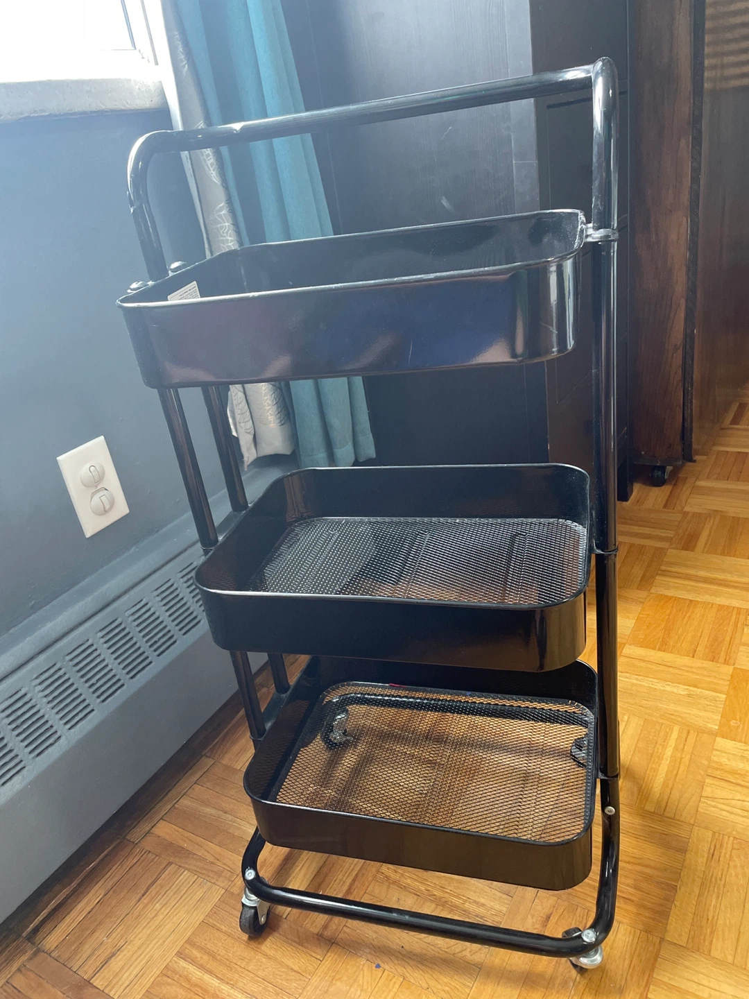 Black 3-Tier Rolling Utility Cart - photo 3