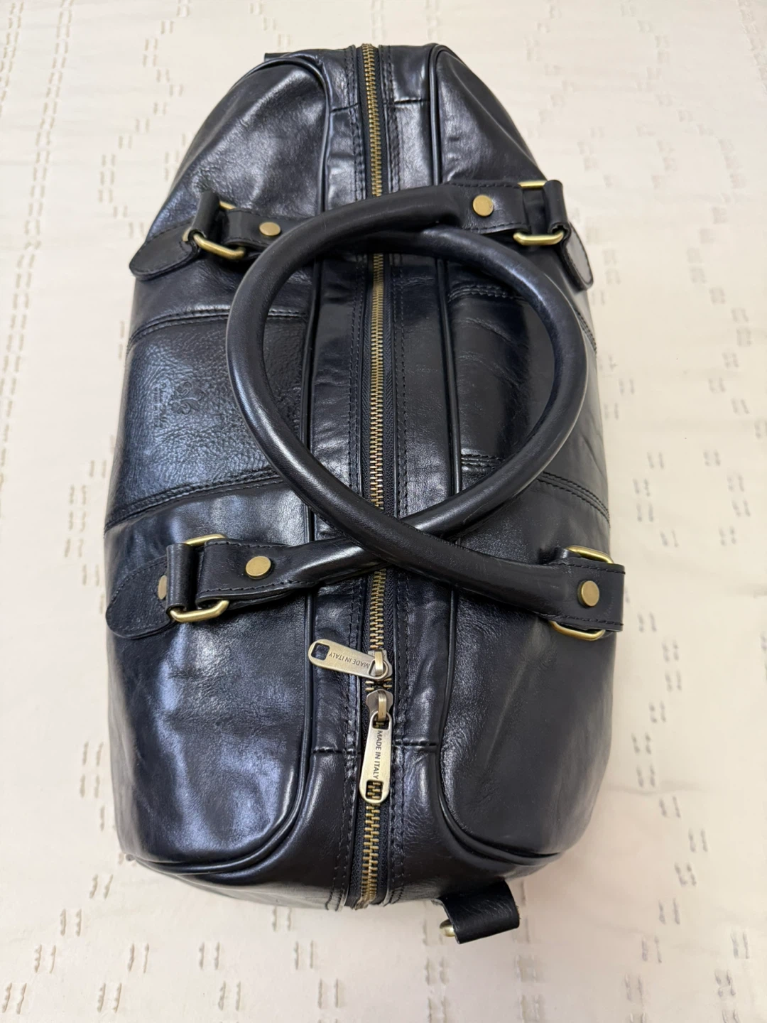 Black Leather Duffle Bag