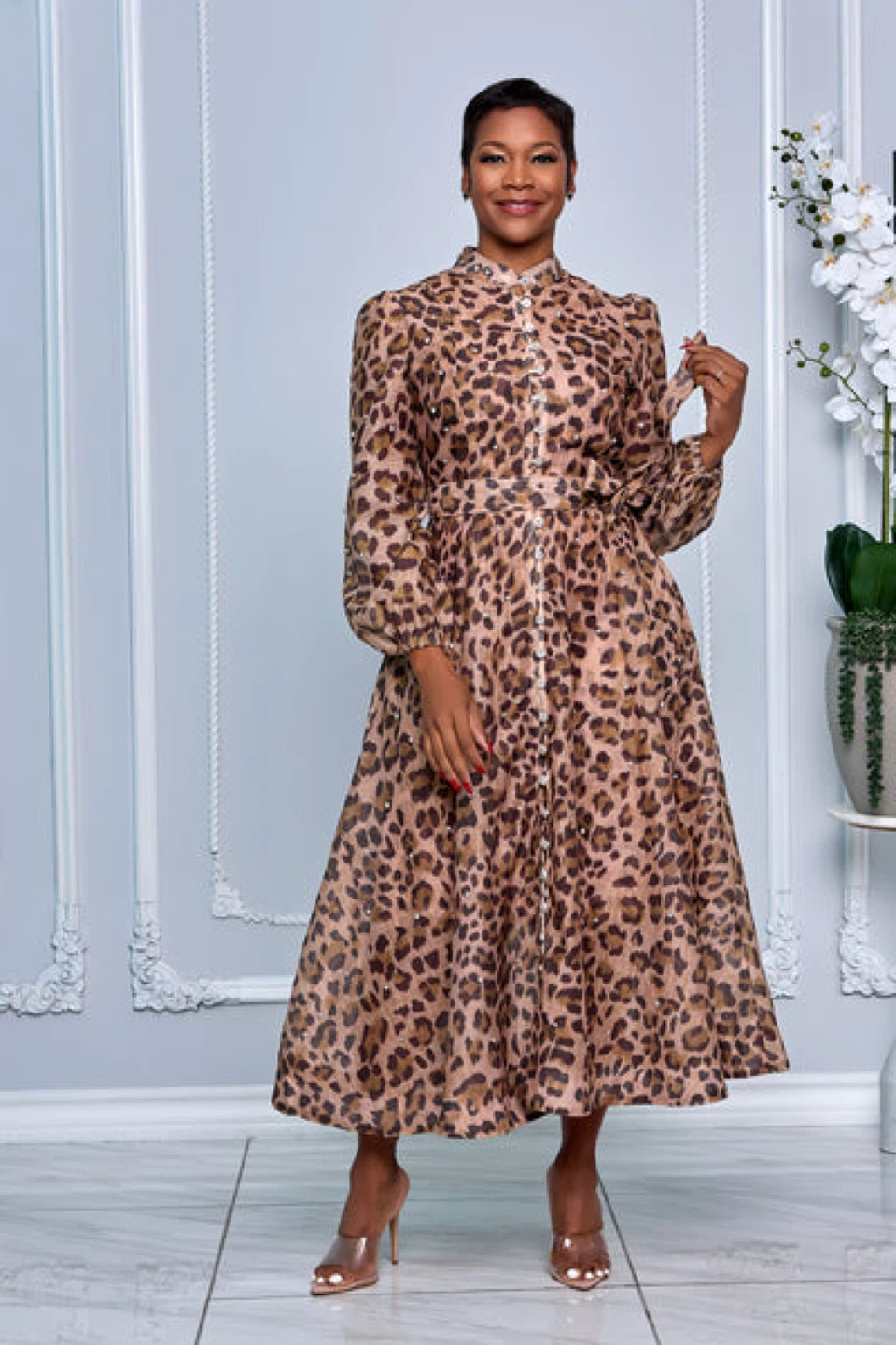 Leopard Print Midi Dress small - photo 3