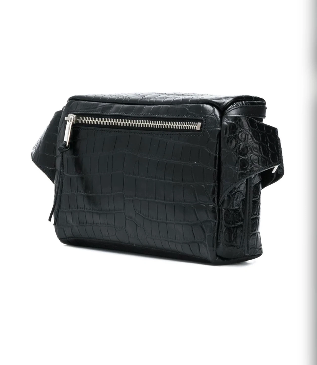 Saint Laurent Black Crocodile Embossed Leather Belt Bag - photo 4