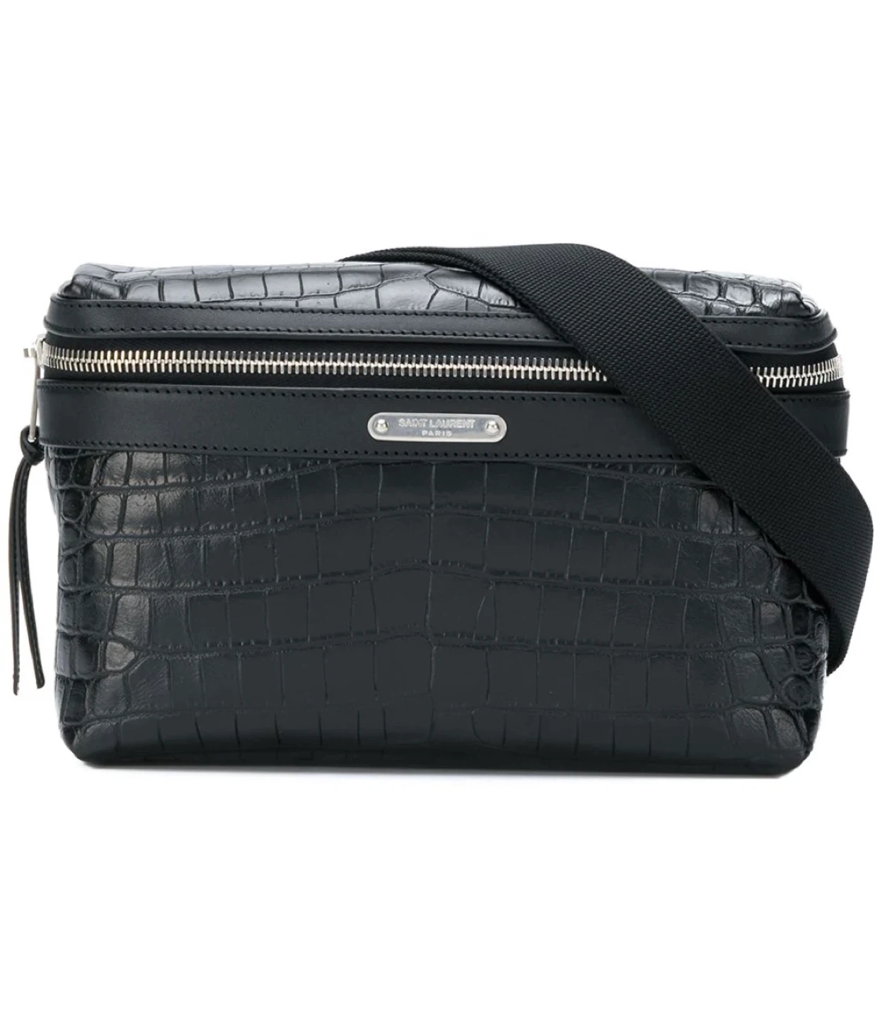 Saint Laurent Black Crocodile Embossed Leather Belt Bag - photo 2
