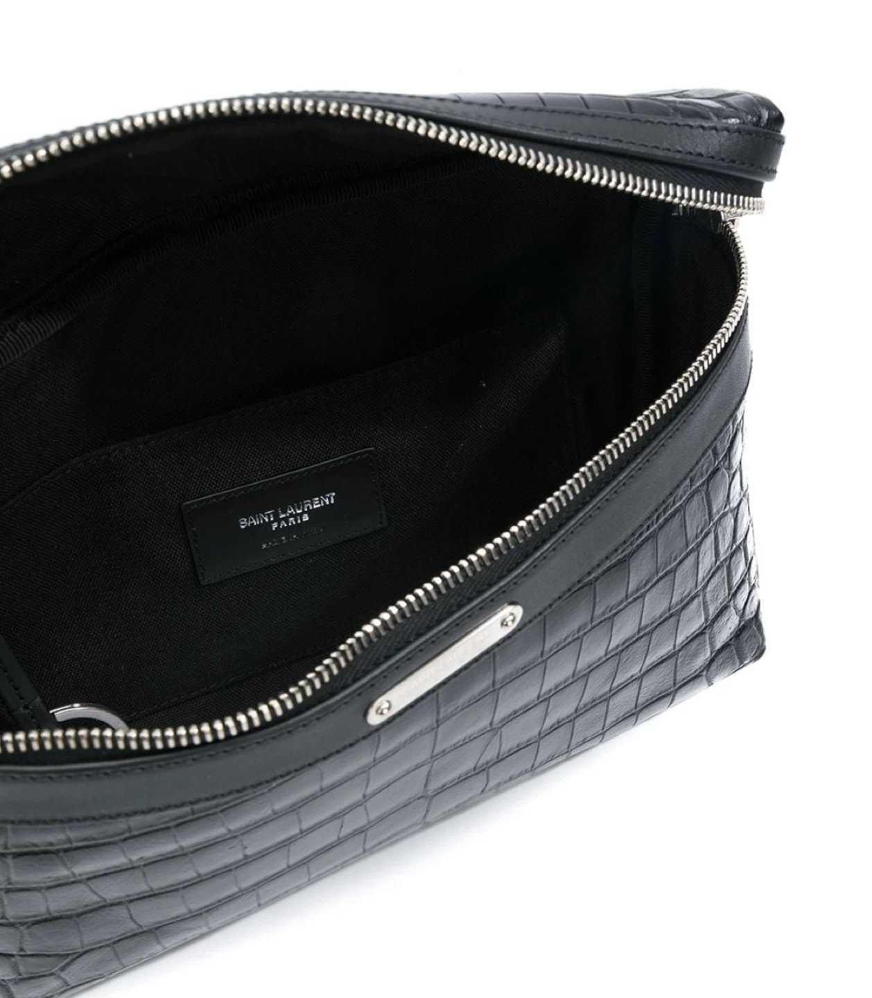 Saint Laurent Black Crocodile Embossed Leather Belt Bag - photo 5