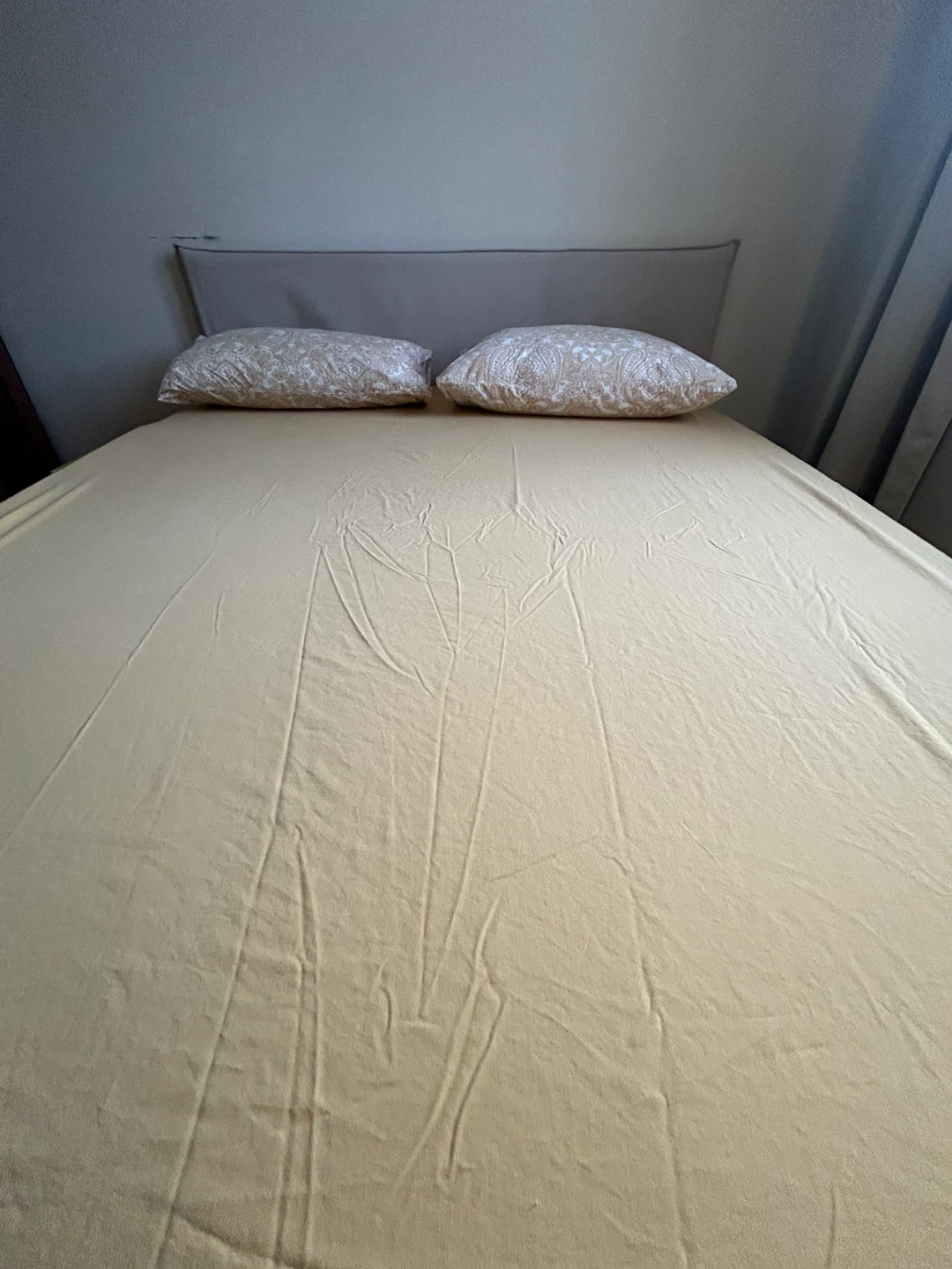 IKEA - Queen Bed Frame with Headboard and Two Pillows